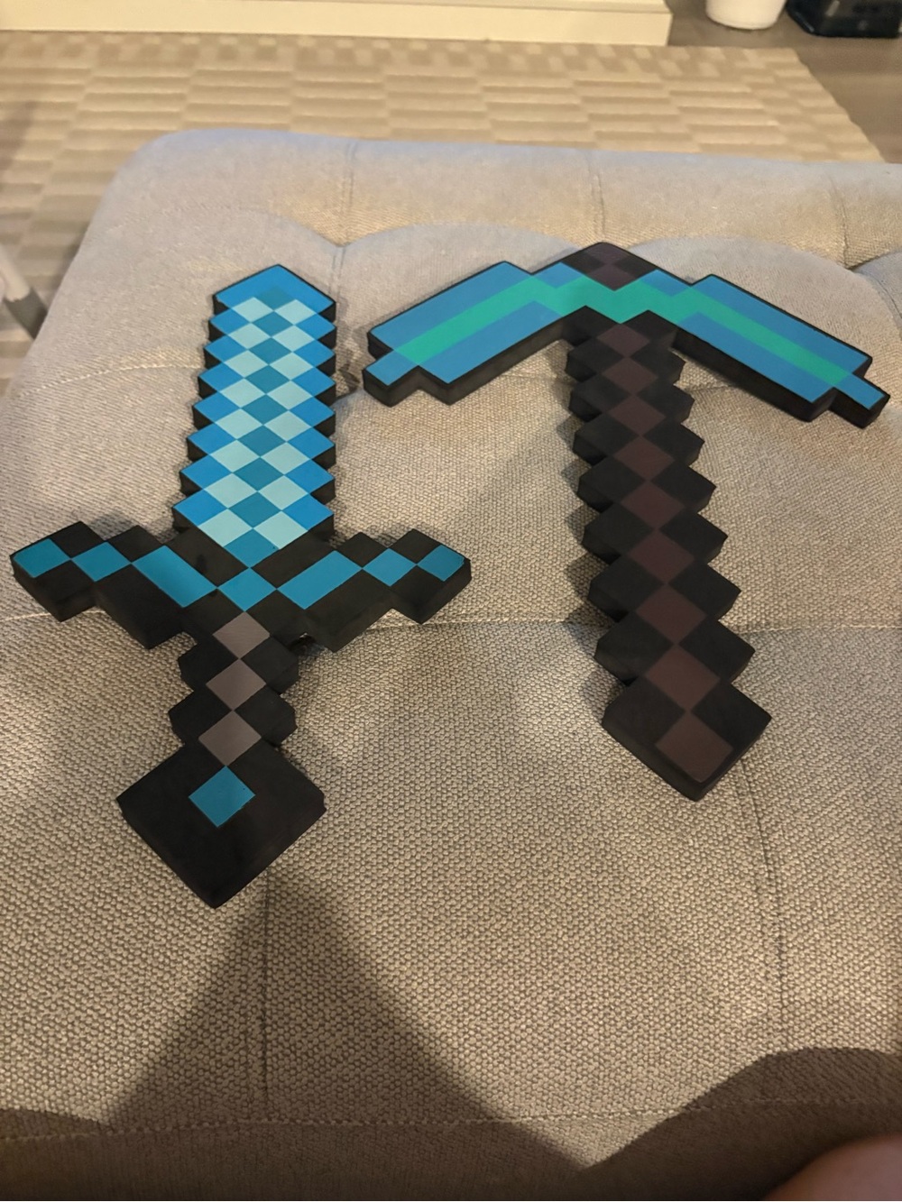 Minecraft Diamond Sword / Pickaxe + Diamond Foam Swords Good condition